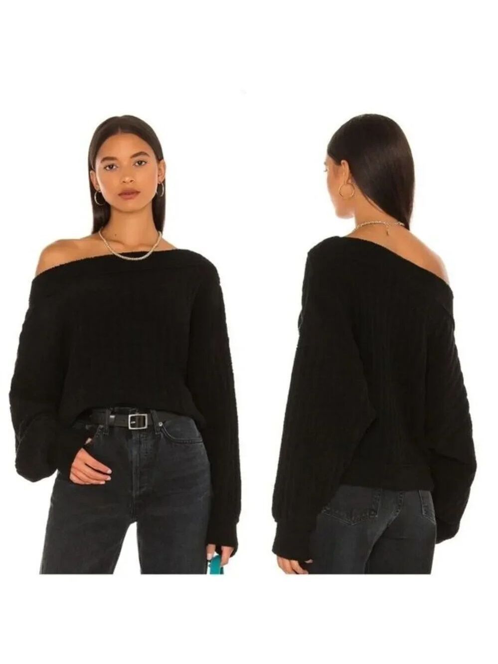 FREE PEOPLE Cabin Fever Pullover in Washed Black